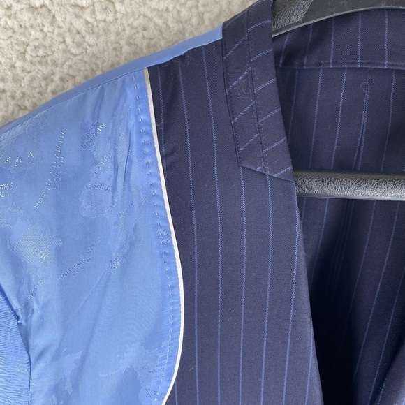 Sam Surin Bespoke Sport Coat 2-Button 44 Blue Pinstripe Surgeon Vented Super 150 - Picture 10 of 16